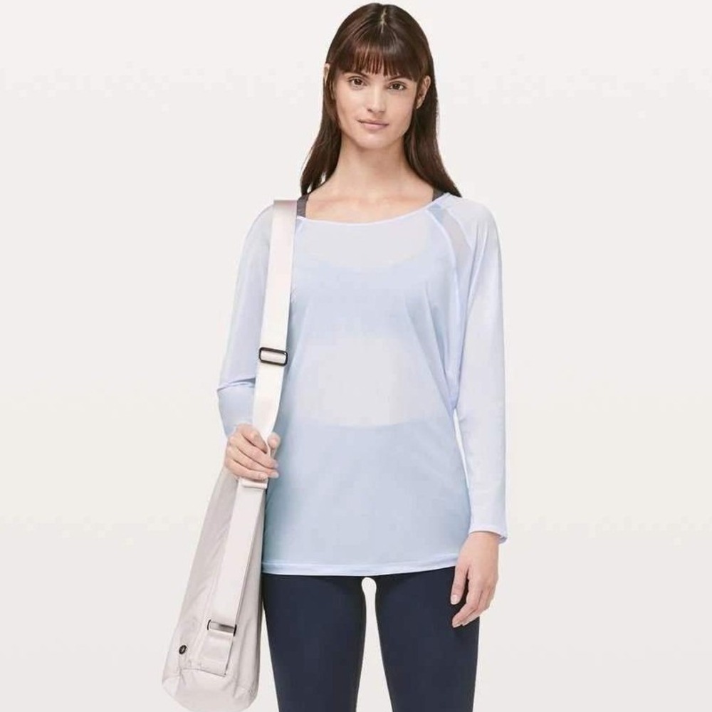Lululemon If You're Lucky Long Sleeve Tee Womens 6 Serene Blue Open Back